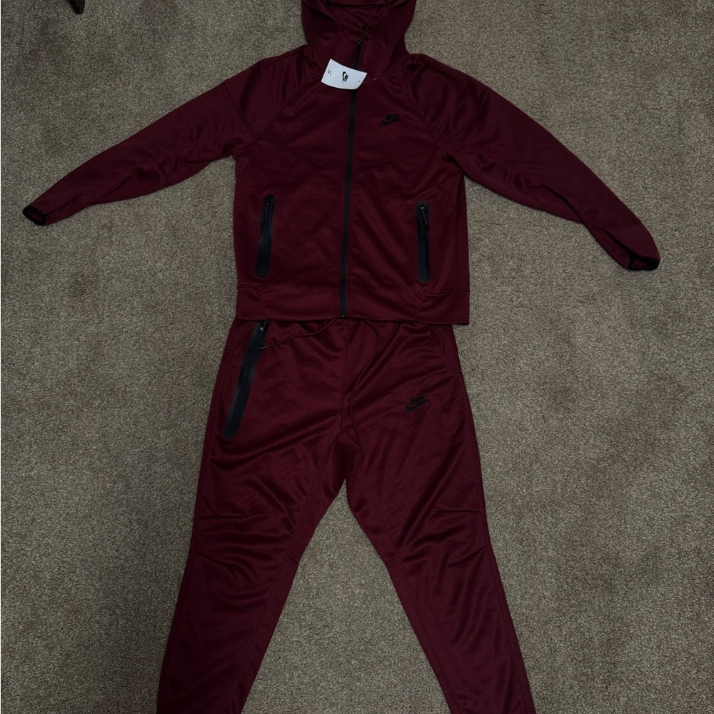 Nike Burgundy Hooded Tracksuit Set
